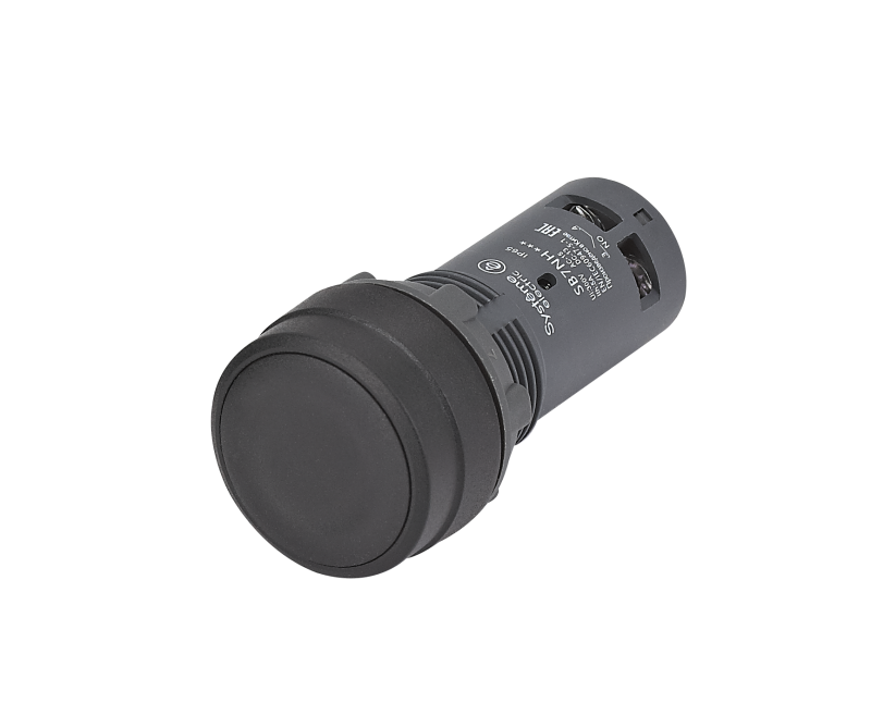 Кнопка моноблочная SB7 22мм с фиксацией пластик 2НО IP65 черн. SE SB7NH23