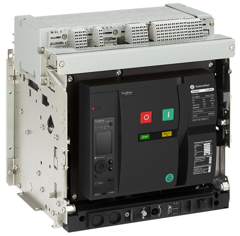 Выключатель автоматический воздушный 3п 1600А SystemePact ACB40H SLX выкатн. ВП MCH+MX+XF AC 230В SE SPA40H163DVNN58XRU