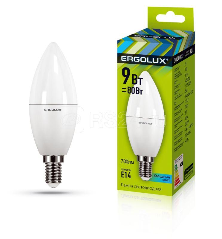 Лампа светодиодная LED-C35-9W-E14-4К 9Вт свеча 4000К нейтр. бел. E14 172-265В Ergolux 13168 купить в интернет-магазине RS24