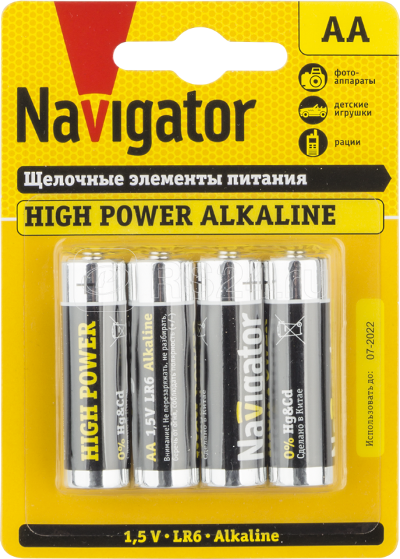 Элемент питания алкалиновый AA/LR6 94 753 NBT-NE-LR6-BP4 (блист.4шт) NAVIGATOR 94753 купить в интернет-магазине RS24