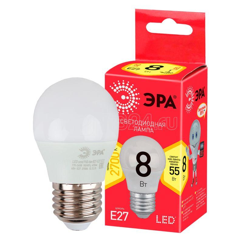 Лампа светодиодная RED LINE LED P45-8W-827-E27 R Е27 / E27 8Вт шар тепл. бел. свет Эра Б0053028 купить в интернет-магазине RS24