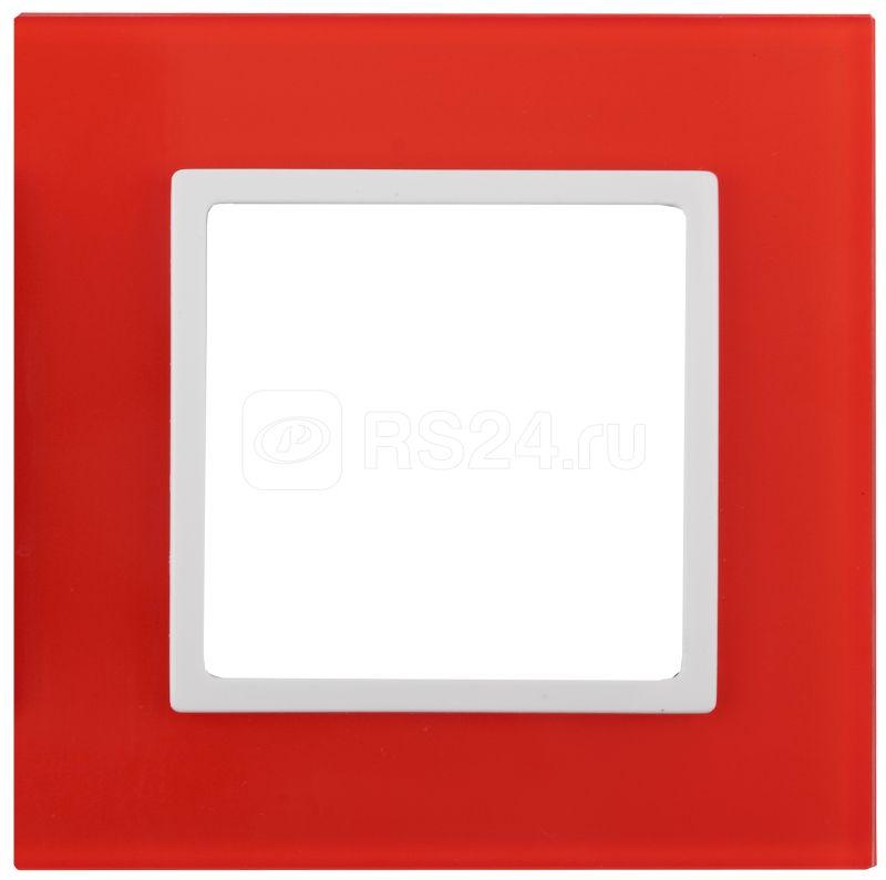 Рамка 1-м 14-5101-23 стекло Elegance красный+бел. ЭРА Б0034478 купить в интернет-магазине RS24