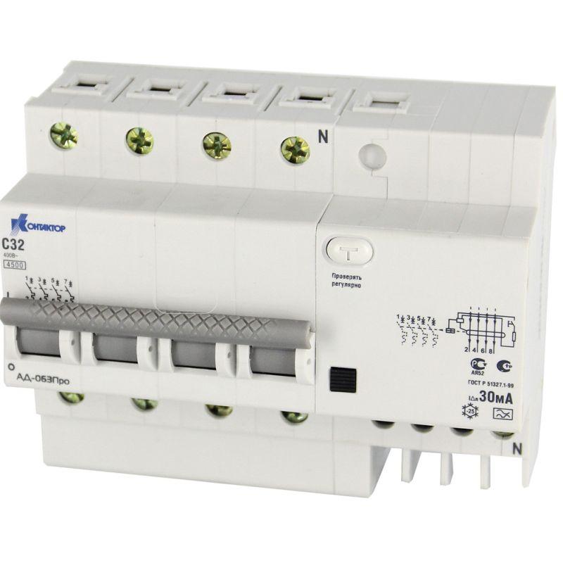 Выключатель диф. тока 4п 25А 30мА тип A АД-063 Контактор 7000643 купить в интернет-магазине RS24