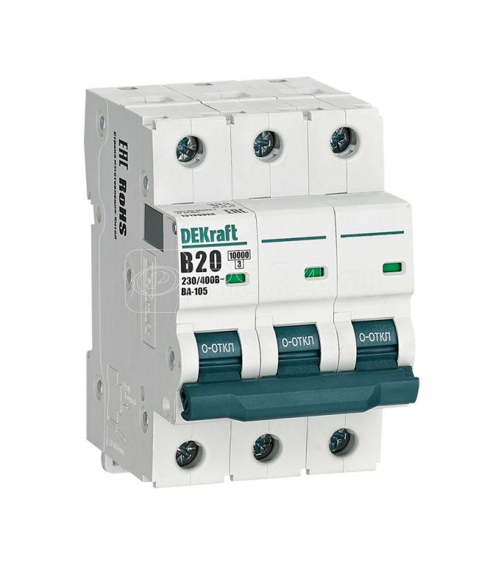 Выключатель автоматический модульный 3п B 20А 10кА ВА-105 SchE 13130DEK купить в интернет-магазине RS24