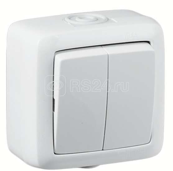 Выключатель открытой установки двухклавишный с металлическим ...
