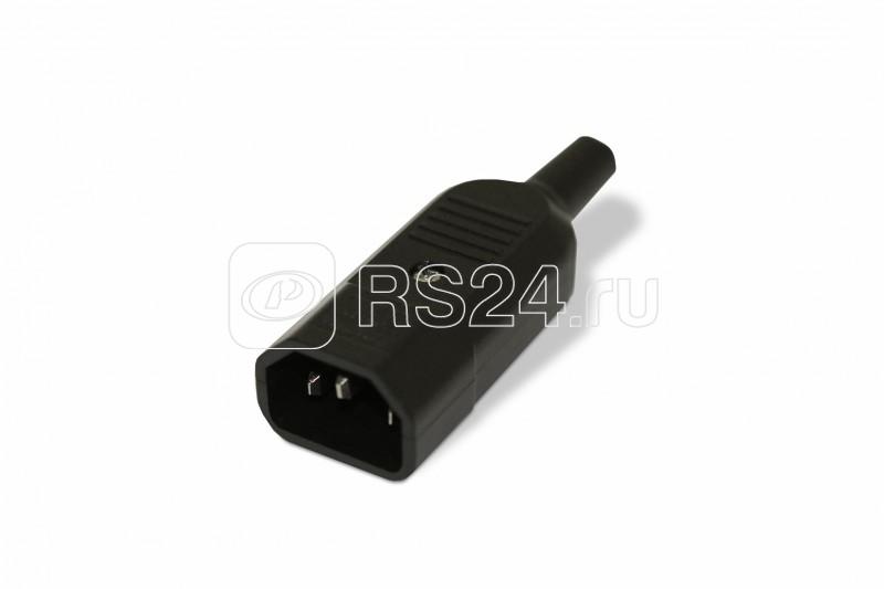 Разъем CON-IEC320C14 IEC 60320 C14 220В 10А на кабель (плоские выступающие штыревые контакты в пласт. обрамлении) Hyperline 47998 купить в интернет-магазине RS24