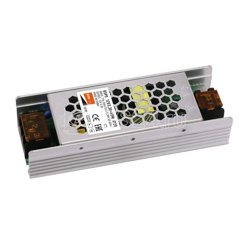 Блок питания для светодиодной ленты 40Вт 3.3А 12В IP20 BSPS метал. JazzWay 3329334A купить в интернет-магазине RS24