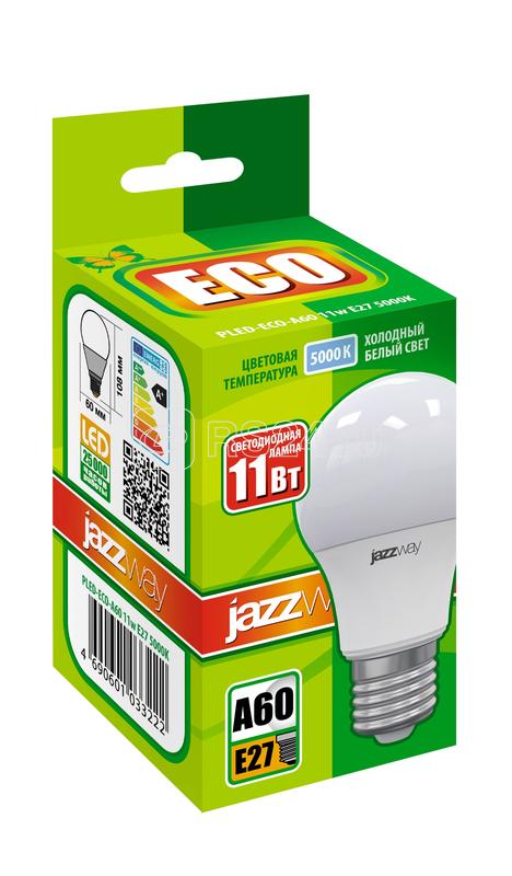 Лампа светодиодная PLED-ECO 11Вт A60 грушевидная 5000К холод. бел. E27 840лм 230В JazzWay 1033222 купить в интернет-магазине RS24
