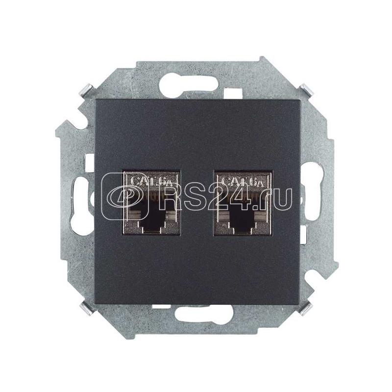 Simon Rj45 Rack Розетка компьютерная 2-м RJ45 кат.6A AMP FTP графит Simon 1591564-038 ...