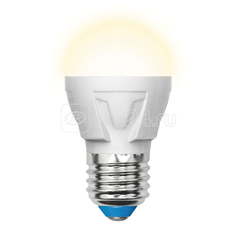 Лампа светодиодная LED-G45 7W/WW/E27/FR PLP01WH Яркая 7Вт шар матовая 3000К тепл. бел. E27 (упак. картон) Uniel UL-00002420 купить в интернет-магазине RS24