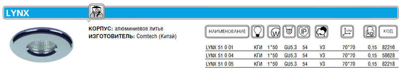 Светильник LYNX 51 0 04 IP44 Комтех CH918016