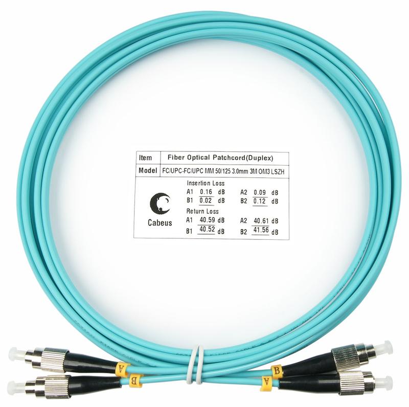 Шнур оптический FOP-50-FC-FC-3m duplex FC-FC 50/125мм OM3 3м LSZH Cabeus 7563c