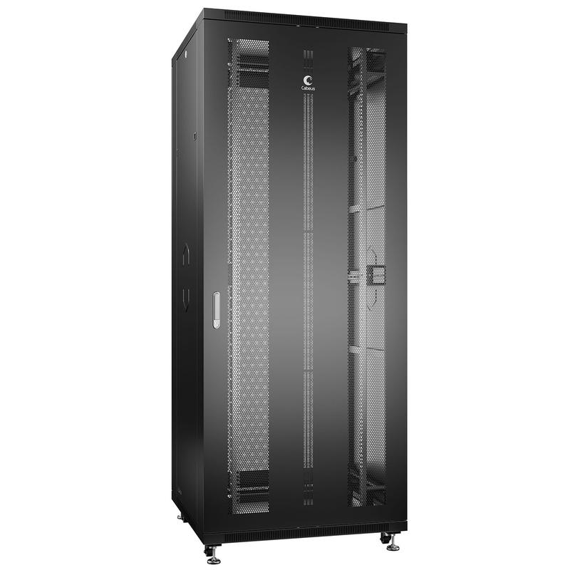 Шкаф телекоммуникационный ND-05C-42U80/100-BK 19дюйм 42U 800х1000х2055 передн. и задн. перфорир. двери ручка с замком черн. Cabeus 8536c