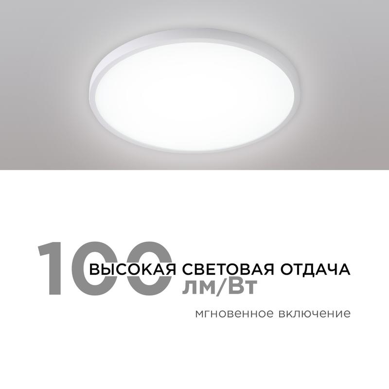 Светильник светодиодный SPIN 28Вт 4000К 2800лм 230В 50Гц d300х25мм накладной круг бел. Apeyron 18-130