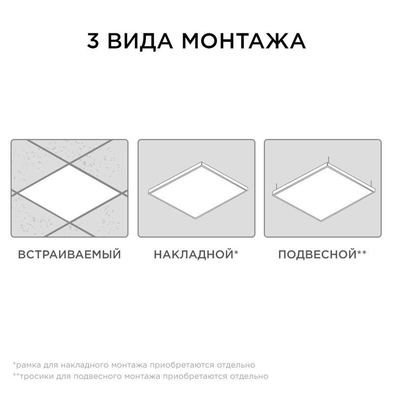 Панель светодиодная 48Вт 4800лм 6500К 595х595х9мм Apeyron 42-004