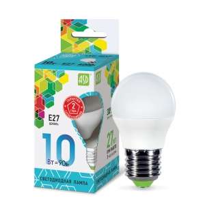 Лампа светодиодная LED-Шар-standard 10Вт шар матовая 4000К нейтр. бел. E27 900лм 210-240В ASD 4690612015484