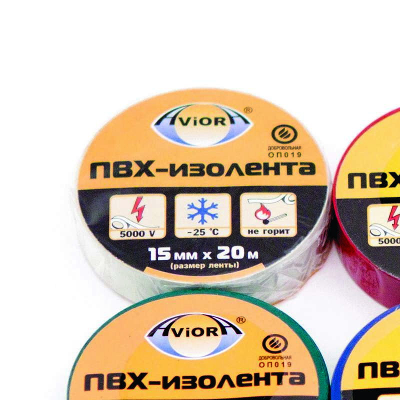 Изолента ПВХ 15мм (рул.20м) бел. AVIORA 305-003