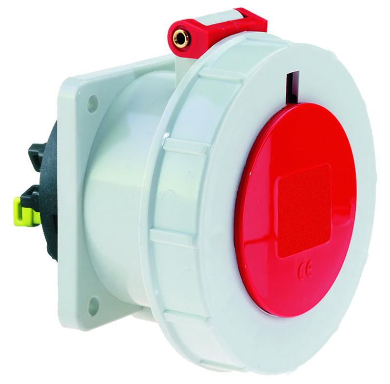 Розетка встраиваемая 16А 5п 3P+N+PE 6ч 400В IP67 75х75 Quick Connect Bals 13745