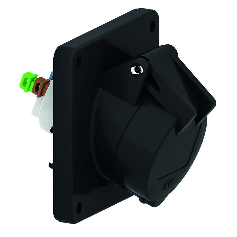 Розетка панельная 16А 3п 2P+PE 230-380В IP44 наклонная Quick Connect черн. Bals 120436