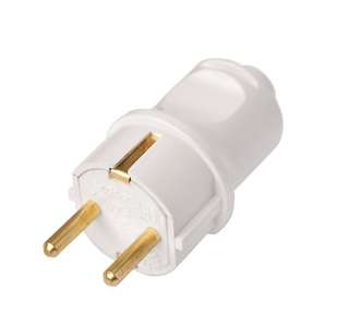 Вилка штепсельная 16А 250В IP20 с заземл. бел. Bylectrica В16-379