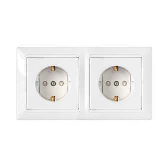 Розетка 2-м СП 16А IP20 с заземл. защ. шторки бел. Bylectrica РС16-358