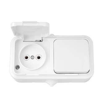 Розетка 2-м ОП IP44 без заземл. бел. Bylectrica В-РЦ-653