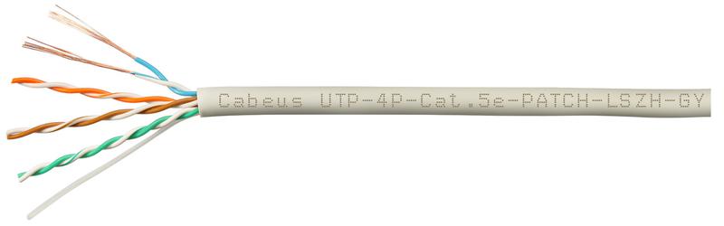 Кабель витая пара F/UTP кат.5E 4х2х24AWG patch LSZH нг(А)-HF UTP-4P-Cat.5e-PATCH-LSZH-GY сер. (уп.305м) Cabeus 9978c