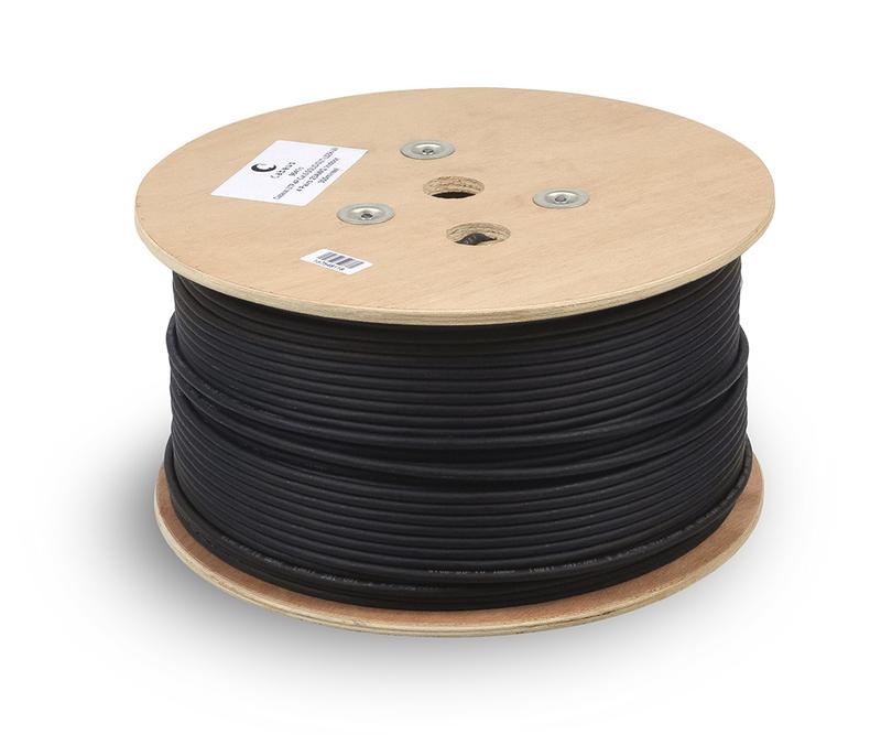 Кабель витая пара U/UTP кат.5E 4х2х24AWG solid РЕ OUTDOOR (трос) UTP-4P-Cat.5e-SOLID-ST-OUT черн. (уп.305м) Cabeus 7175c
