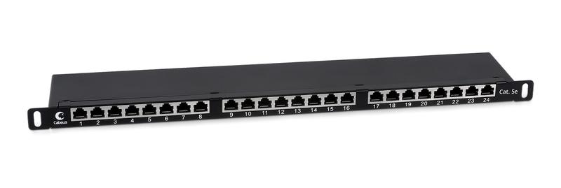 Патч-панель 19дюйм 0.5U 24 порта RJ45 кат.5E Dual IDC PLHD-24-Cat.5e-SH-Dual-0.5U полностью экранир. высок. плотности Cabeus 9650c