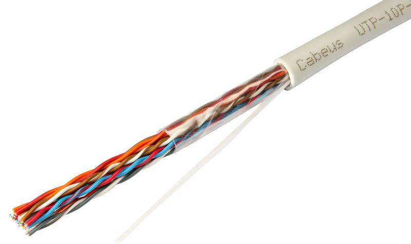 Кабель витая пара UTP (U/UTP) кат.5 10 пар 24 AWG ОЖ solid PVC нг(А)-LS Cabeus 7278c