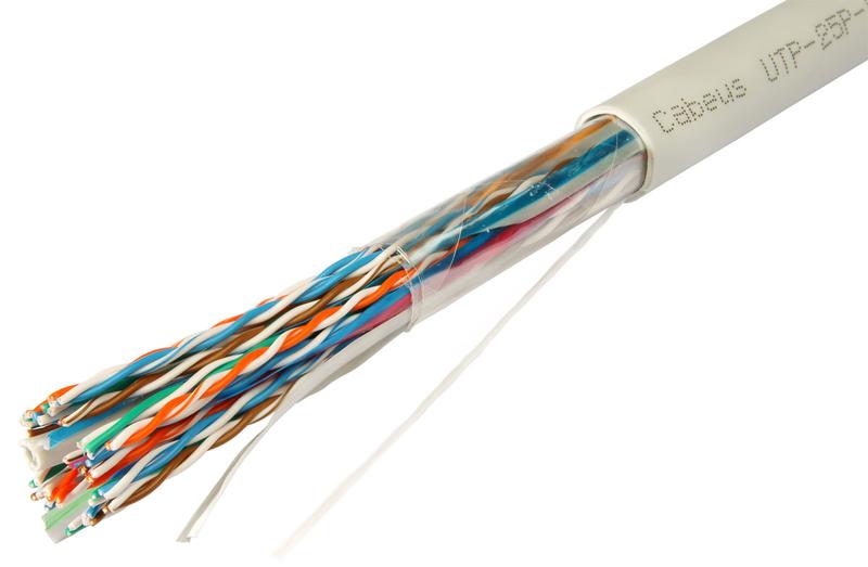 Кабель витая пара UTP (U/UTP) кат.5 25 пар 24 AWG ОЖ solid PVC нг(А)-LS Cabeus 7281c