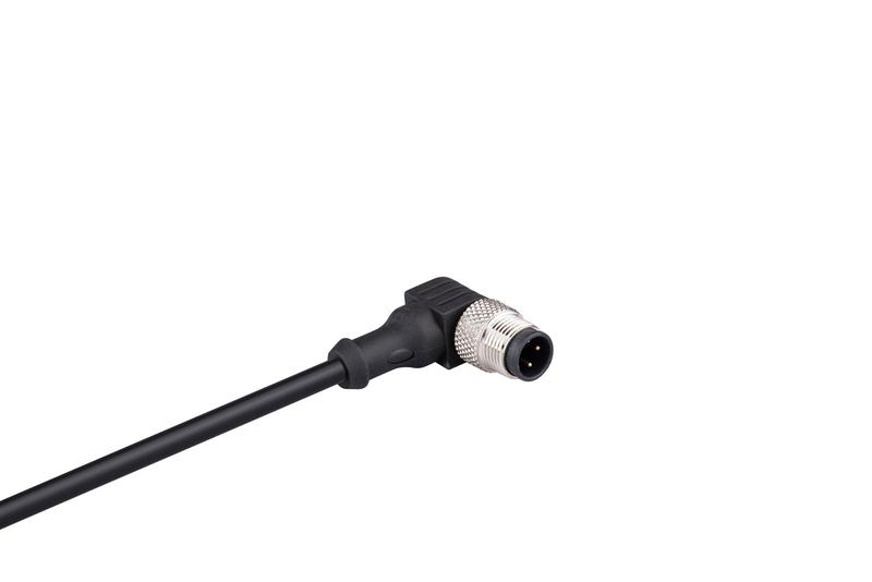 Кабель соединительный 2м со штепселем M12х3 90град. ПУ IP68 EMAS SKM12F3DXP2