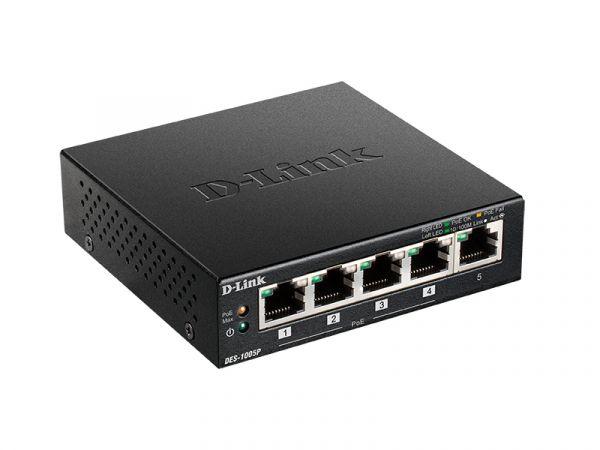 Коммутатор неуправляемый DES-1005P/B1A с 5 портами 10/100Base-TX энергосбережение и поддержка QoS D-Link 1615182