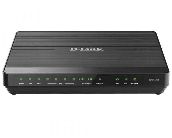 Шлюз DPN-124G/2S1U/A1A беспроводной абонентский голосовой GPON ONT (1 GPON-порт 4 порта 10/100/1000Base-T 2 FXS-порта + 1 USB-портом) D-Link 1740644