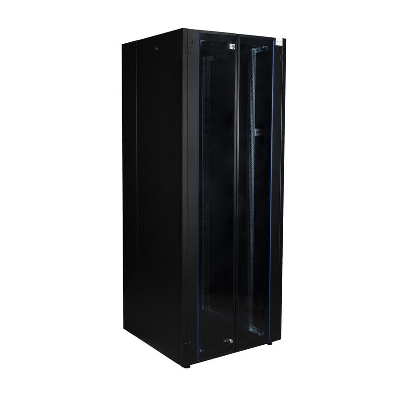 Шкаф напольный 19дюйм 42U 800х800 2-я перед. дв. стекл. 2-я задн. дв. метал. черн. Datarex DR-738521