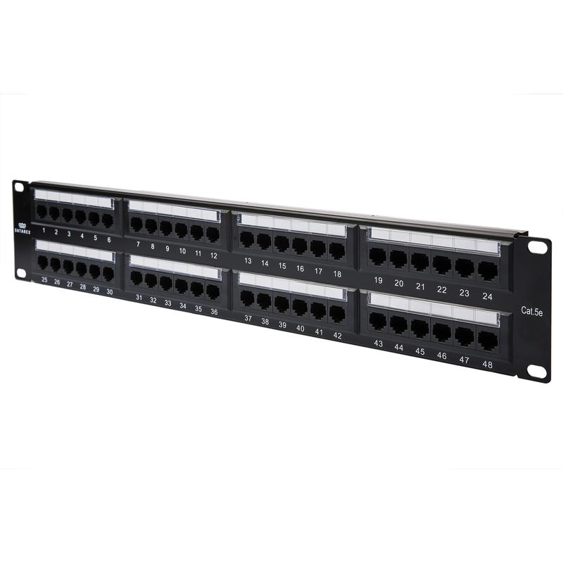 Патч-панель кат.5E UTP 19дюйм 2U 48хRJ45 568A/В черн. с организат. Datarex DR-4021