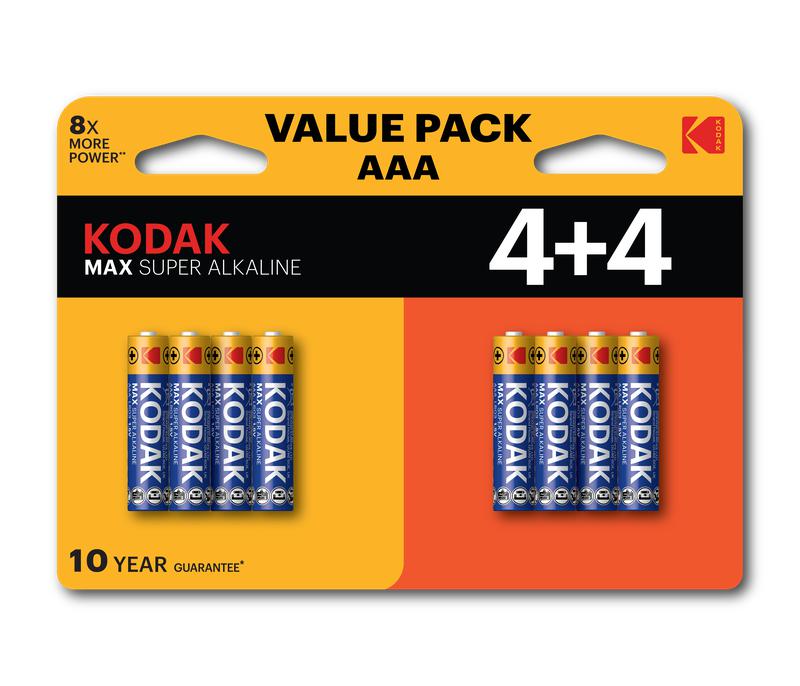 Элемент питания алкалиновый AAA/LR03 1.5В MAX SUPER Alkaline (блист.8шт) 30419896 KODAK Б0057079