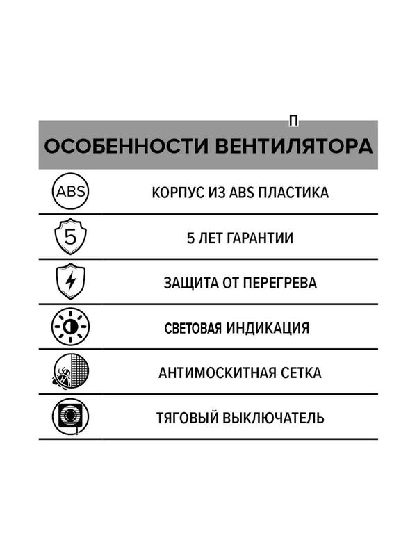 Вентилятор вытяжной осевой D125 с антимоскитн. сеткой шнур. тягов. выключателем ERA 5-02