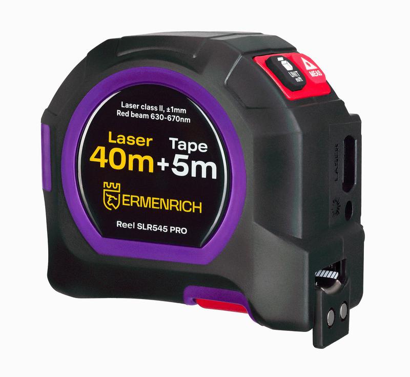 Рулетка с лазерным дальномером Reel SLR545 PRO фиолет. Ermenrich 84580