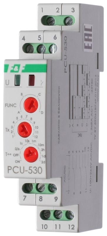 Реле PCU-530 100-264В AC/DC 3х8А 3НО/НЗ IP20 многофункц. 1мод. монтаж на DIN-рейке F&F EA02.001.025