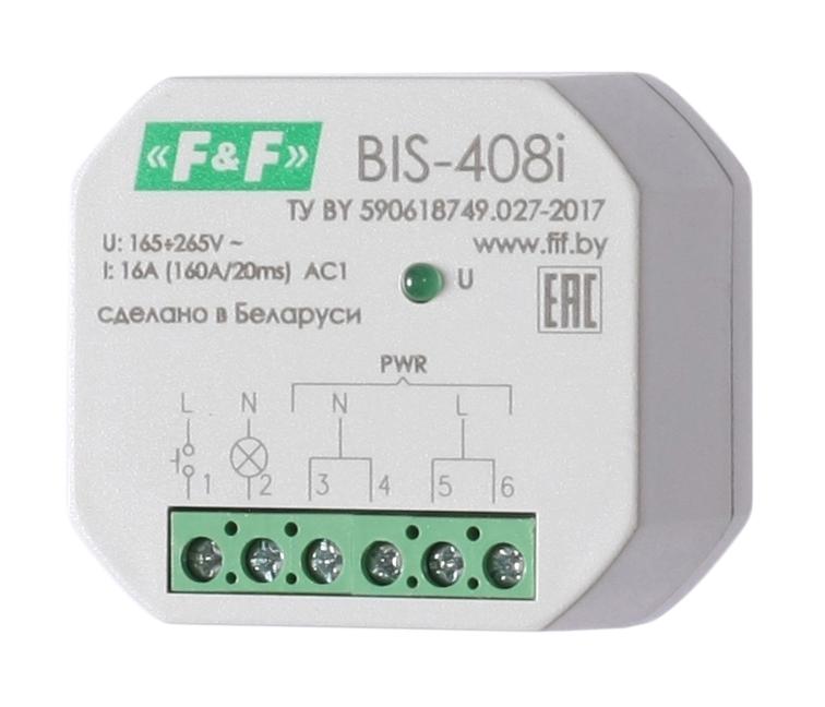 Реле импульсное BIS-408i (установка в монтажную коробку d60мм; для нагрузки с больш. пусков. током (160А/20мс)) F&F EA01.005.015