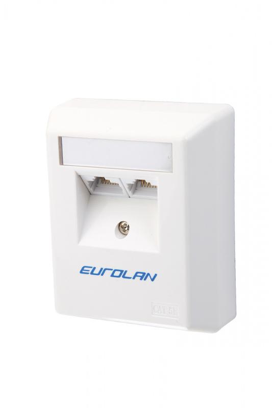 Коробка настенная 2-порт. UTP кат.5E угловая бел. Eurolan 12D-U5-02WT