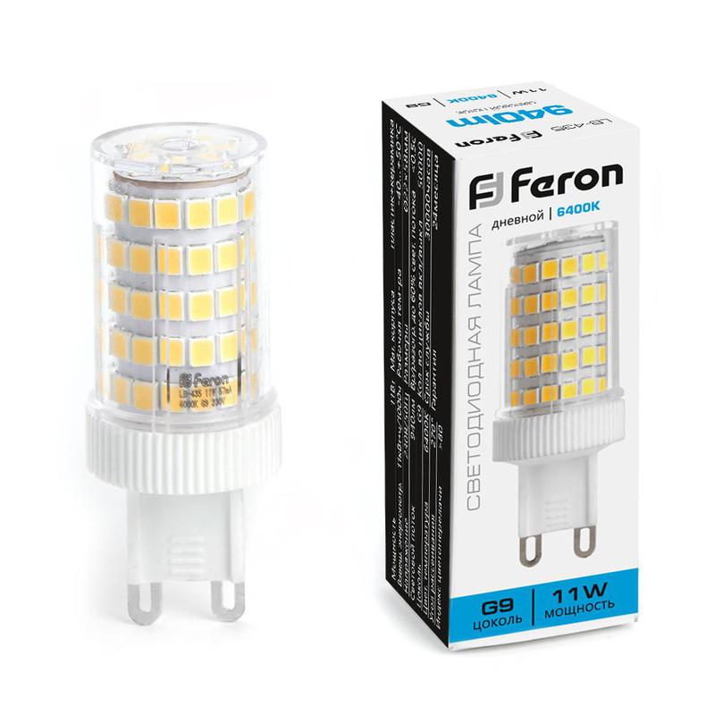 Лампа светодиодная LB-435 11Вт JCD 6400К G9 230В FERON 38151