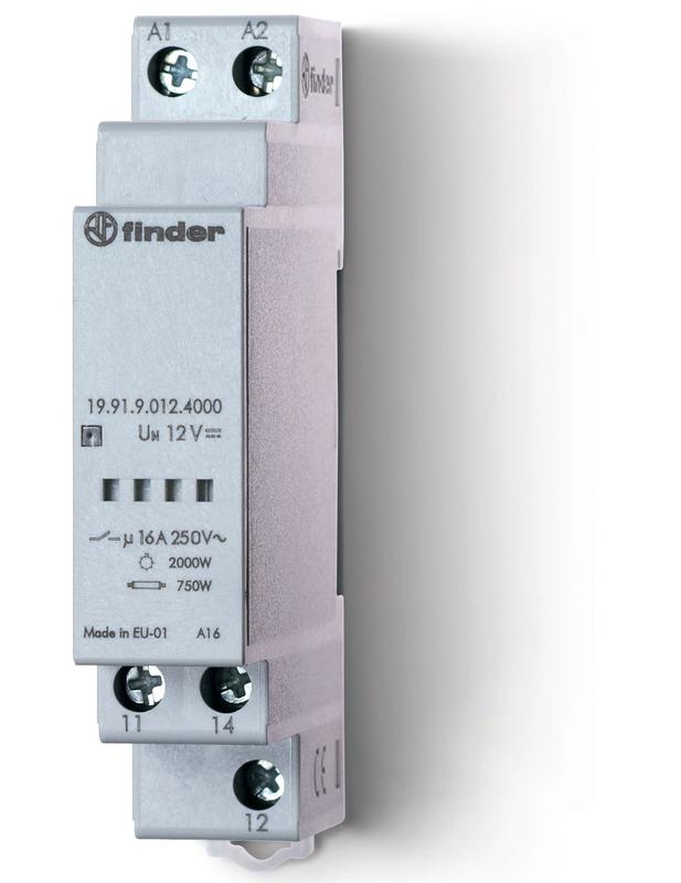 Реле модульное силовое моностабильное 1CO 16А AgSnO2 12В DC 17.5мм IP20 FINDER 199190124000