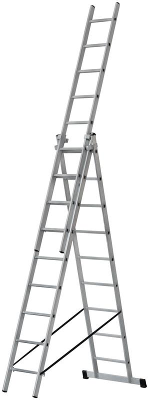 Лестница трехсекционная 3х9 H=257/426/591см 11.18кг алюм. FIT 65434