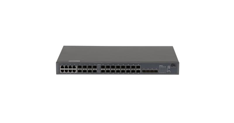 Коммутатор управляемый L2+ 16 портов 1000Base-X SFP 8 комбо-портов 100/1000Base-T/SFP 4 порта 1/10 GE SFP+ NIKOMAX GL-SW-G201-28SC