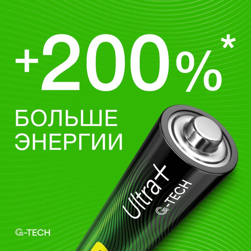 Элемент питания алкалиновый AAA/LR03 1.5В Ultra Plus Alkaline G-Tech 24AUPA21-2CRB6 96/768 (блист.6шт) GP 619