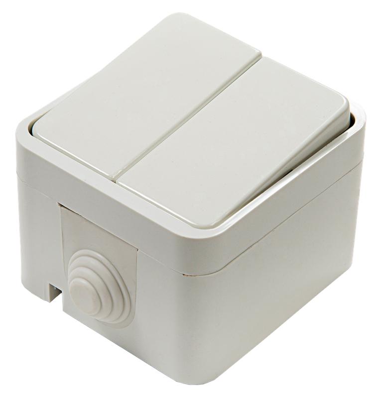 Выключатель 2-кл. ОП Aqua 3200 10А IP44 п/герм. бел. ASD / IN HOME 4690612000435