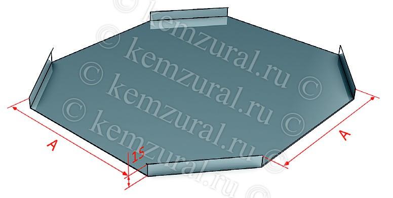 Крышка к лотку X-образному НЛК50-КУТ1.5 (S=1.0мм) гор. цинк КЭМЗ 175 051103 19