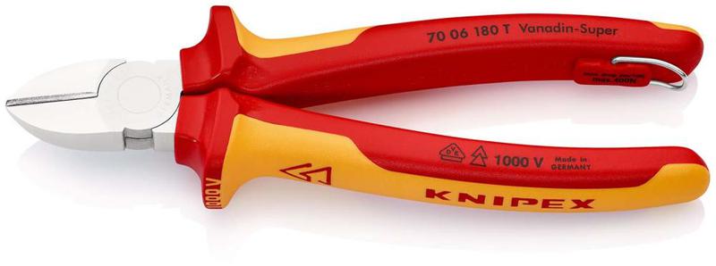 Бокорезы VDE L-180мм твердость кромок 62 HRC хром. Knipex KN-7006180T
